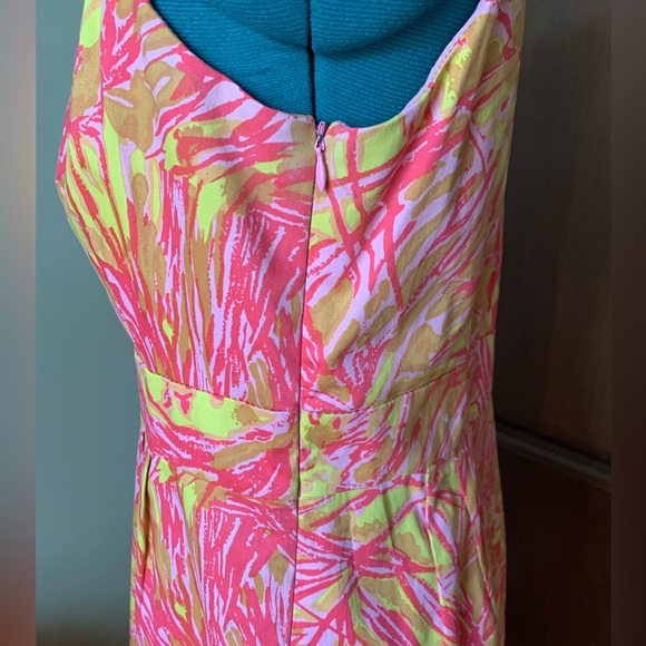 Just Taylor Dress Pink and Yellow v-neck ruffle - Picture 7 of 12